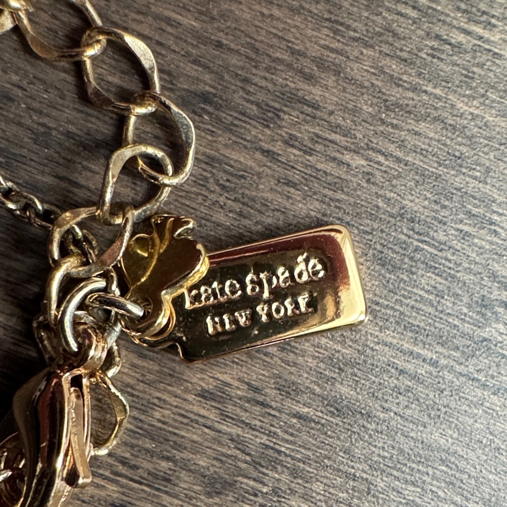 ♠️Kate Spade Gold Necklace with Crystal Charm - Picture 2 of 3